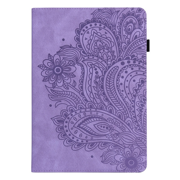 For Samsung Galaxy Tab S2 9.7 T815 Peacock Embossed Pattern TPU + PU Horizontal Flip Leather Case with Holder & Card Slots & Wallet(Purple)