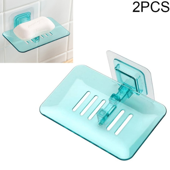 2 PCS Suction Wall Type Single Layers Transparent Soap Box  Bathroom Accessories Soap Dish(Green)