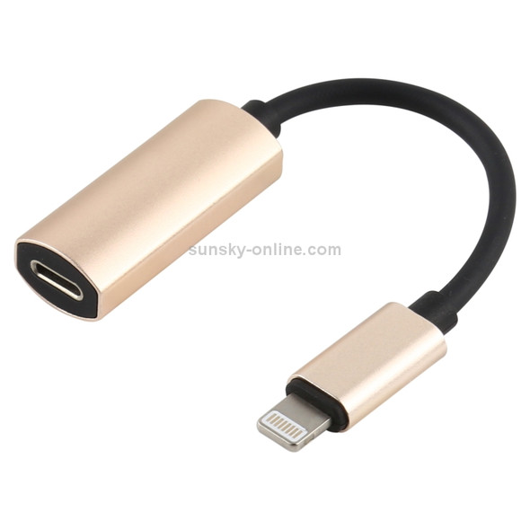 2 in 1 8 Pin Male to Dual 8 Pin Female Charging and Listening to Music Audio Earphone Adapter for iPhone 12 (Gold)
