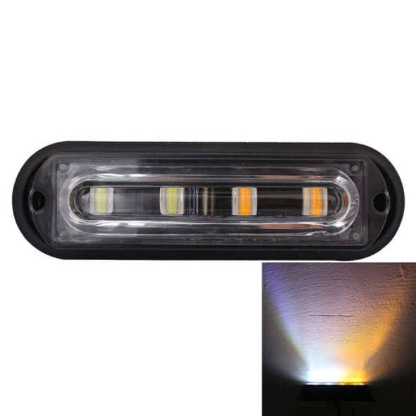 12W 720LM 4-LED White + Yellow Light 18 Flash Patterns Car Strobe Emergency Warning Light Lamp, DC 12V