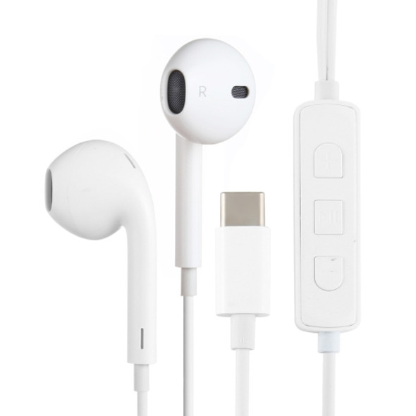 HAMTOD H11 Wired In Ear USB-C / Type-C Noise Cancelling Earphones with Line Control & Mic, Length: 1.2m(White)