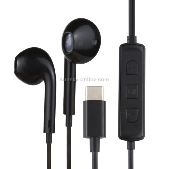 HAMTOD H11 Wired In Ear USB-C / Type-C Noise Cancelling Earphones with Line Control & Mic, Length: 1.2m(Black)