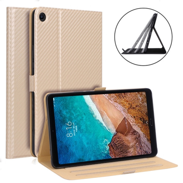 WY-1595A For Xiaomi Mi Pad 4 Plus / 10.1 inch 2018 Ultra-thin Carbon Fiber PU Leather Tablet PC Protective Cover with Multi-position Bracket Function(Gold)