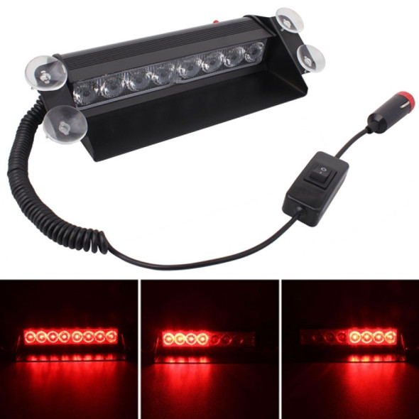 8W 800LM 8-LED Red Light 3-Modes Adjustable Angle Car Strobe Flash Dash Emergency Light Warning Lamp with Suckers, DC 12V