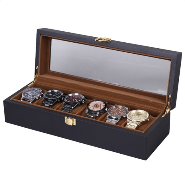 Wooden Baking Paint Watch Box Jewelry Storage Display Box(06 Black + Brown Matte)