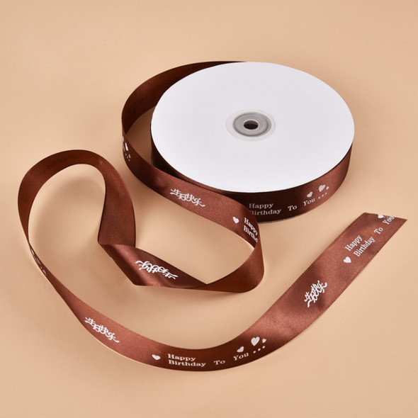 English Letter Colored Printed Ribbons Gift Bouquet Ribbons Bowknot Flowers Packaging Ribands, Size: 90m x 2.5cm, Random Color Delivery(Coffee)