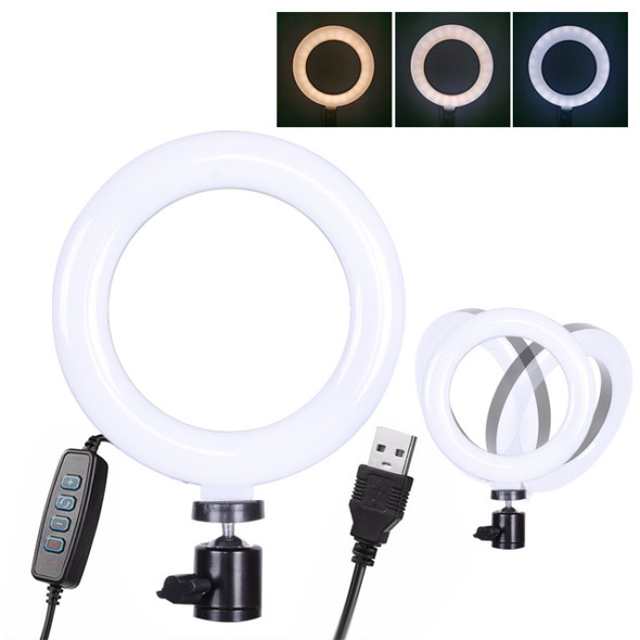 6 inch Strong Clip Fill Light With Adjustable Temperature LED Ring Light Desktop Computer Clip Light, Cable Length: 2 Meters