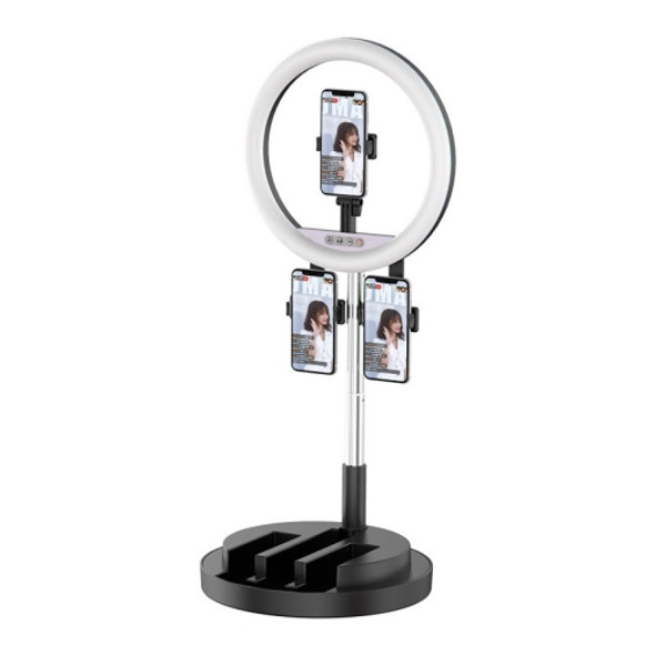 JM03 11 Inch 3 Position Fill Light Beauty Selfie Desktop Bracket Live Broadcast Integrated Floor LED Light(Black)