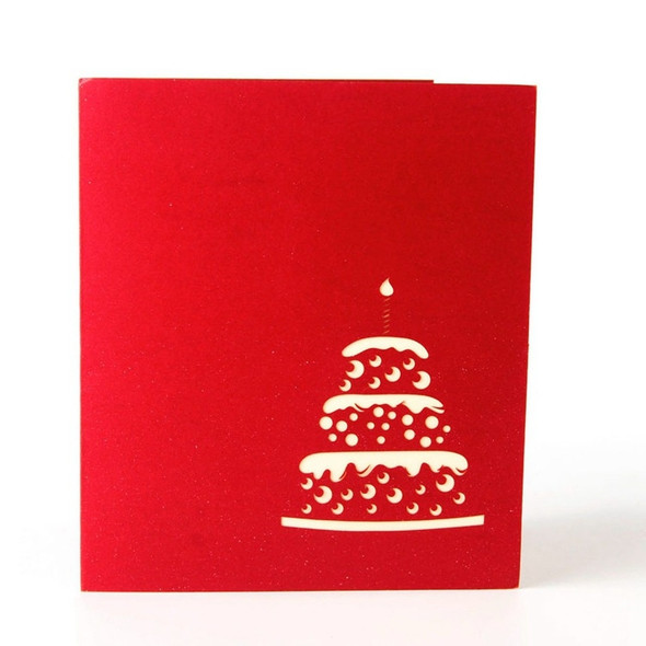 2 PCS 3D Three-Dimensional Cake Birthday Card Children Handmade Gift Small Card(Red Cover)