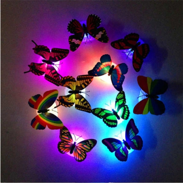 10 PCS Lovely Butterfly LED Night Light Color Changing Light Lamp Beautiful Home Decorative Wall Nightlights