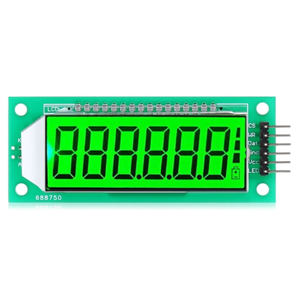 LDTR - WG0101 2.4 inch 6-digit 7-segment LCD Display Module for Arduino, Screen Display Backlight Color: Green