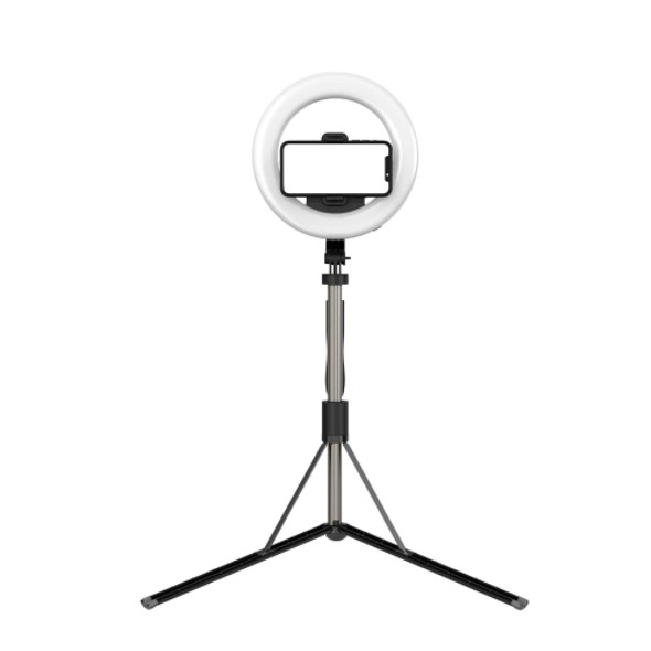 L06 Portable Bluetooth Tripod Selfie Stick with 8 inch Ring Light(Black)