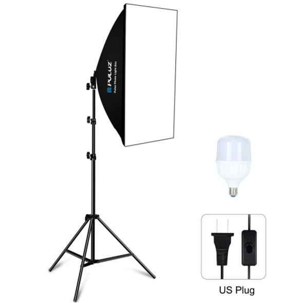 PULUZ 50x70cm Studio Softbox + 1.6m Tripod Mount + Single E27 30W 5700K White Light LED Light Bulb Photography Lighting Kit(US Plug)