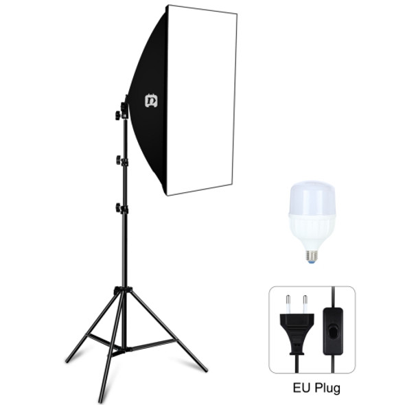 PULUZ 50x70cm Studio Softbox + 1.6m Tripod Mount + Single E27 30W 5700K White Light LED Light Bulb Photography Lighting Kit(EU Plug)