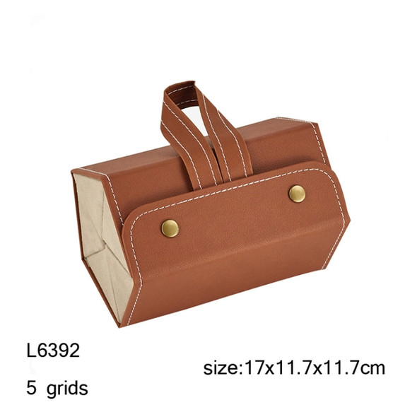 Multifunctional Jewelry Glasses Storage Box Small Grain PU Leather Handmade Glasses Case,Model: L6392 (Brown)