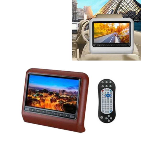 9 inch Car Rear Row HD External Headrest DVD Player Display + MP5 (Brown)
