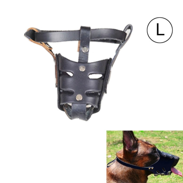 Adjustable Leather Basket Cage Muzzle for Pet Dog Fashion Muzzle, Size: L, Random Color Delivery