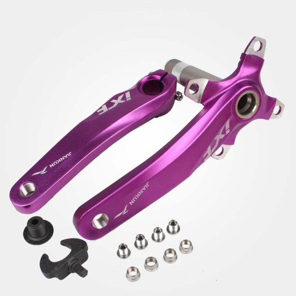 JIANKUN IXF Mountain Bike Hollow Crank Modified Single-plate Left and Right Cranks Crankshaft Bottom Axle, Style:Left and Right Crank(Purple)