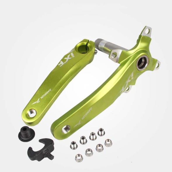 JIANKUN IXF Mountain Bike Hollow Crank Modified Single-plate Left and Right Cranks Crankshaft Bottom Axle, Style:Left and Right Crank(Green)