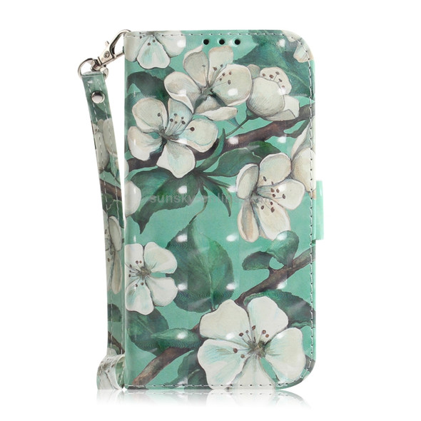 3D Painting Watercolor Flower Pattern Coloured Drawing Horizontal Flip Leather Case for LG Q60, with Holder & Card Slots & Wallet