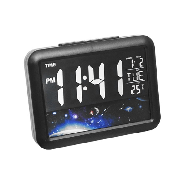 Color Screen Children Electronic Alarm Clock LCD Bedside Alarm Clock(Black Shell Universe)