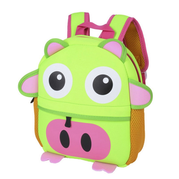 Cute Kid Toddler Schoo Bags Kindergarten Children Schoolbag 3D Cartoon Animal Bag(Green Pig)