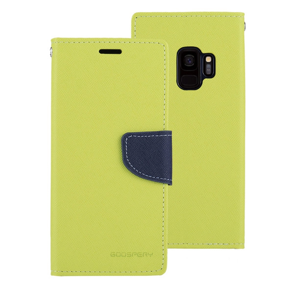 GOOSPERY FANCY DIARY for Galaxy S9 Cross Texture Horizontal Flip Leather Case with Card Slots & Wallet & Holder(Green)