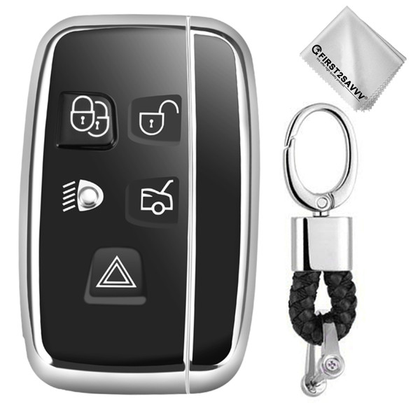 TPU One-piece Electroplating Full Coverage Car Key Case with Key Ring for LAND ROVER Aurora / Discover God / Range Rover & JAGUAR (Silver)