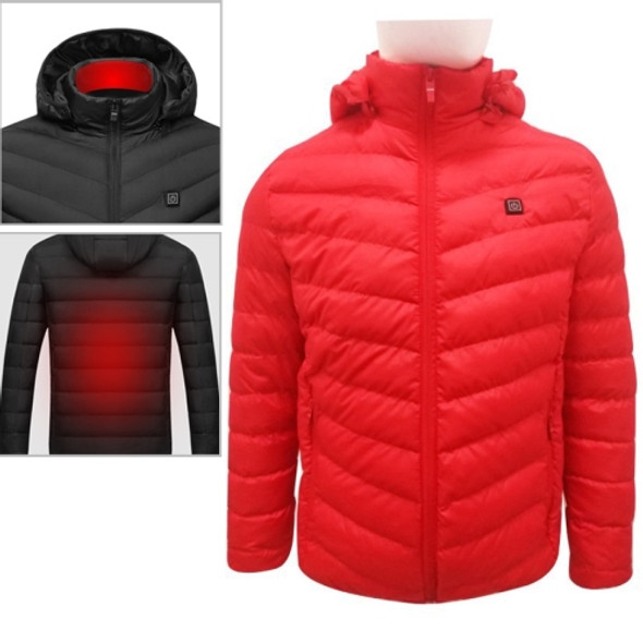 USB Heated Smart Constant Temperature Hooded Warm Coat for Men and Women (Color:Red Size:XXL)