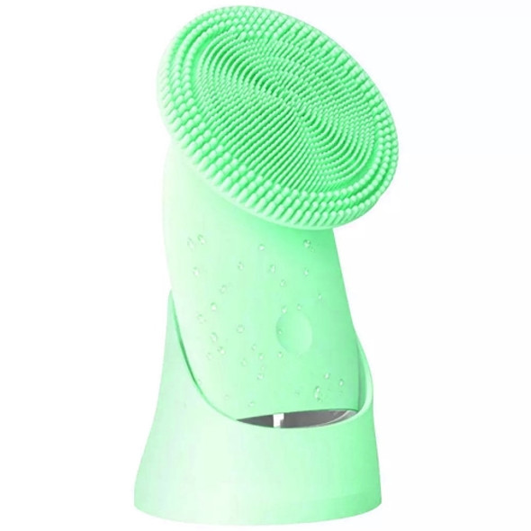 ADOO YQ-008 Silicone Facial Cleansing Apparatus Micro-Vibration Magnetic Absorption Sonic Cleansing Facial Massage Apparatus(Green)