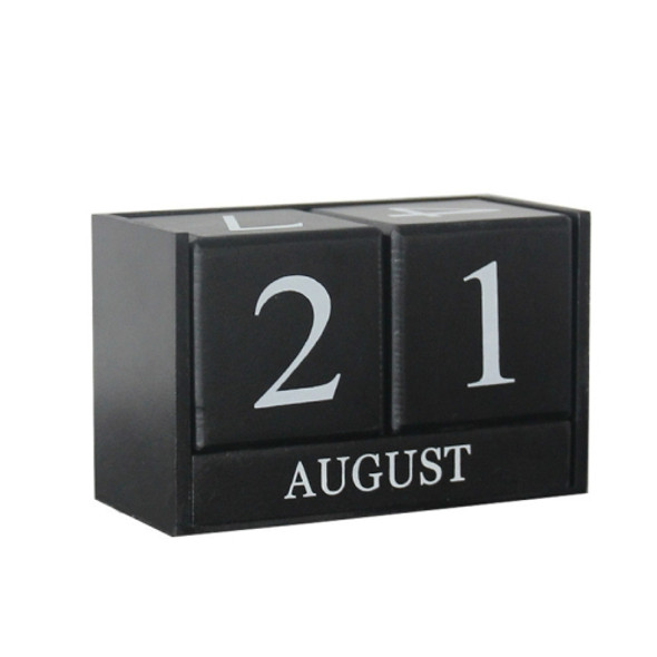 Wooden Calendar Creative Home Decoration Ornaments Living Room Desktop(Black)