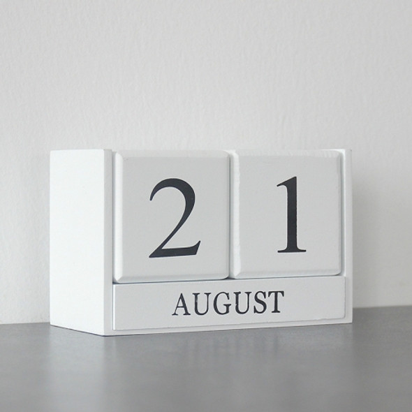 Wooden Calendar Creative Home Decoration Ornaments Living Room Desktop(White)