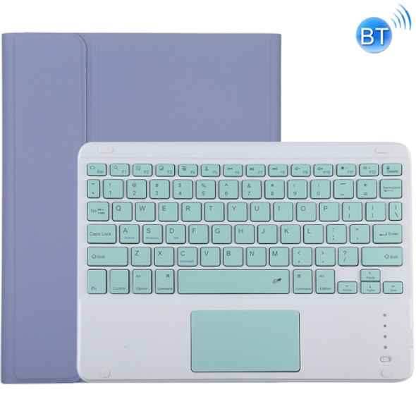 TG-102BC Detachable Bluetooth Green Keyboard + Microfiber Leather Protective Case for iPad 10.2 inch / iPad Air (2019), with Touch Pad & Pen Slot & Holder (Purple)