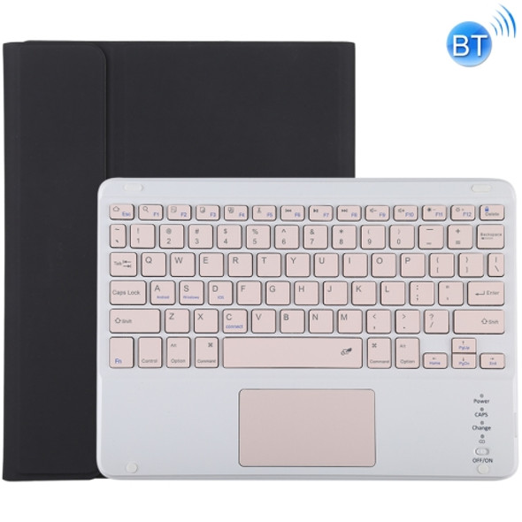 TG-102BC Detachable Bluetooth Pink Keyboard + Microfiber Leather Protective Case for iPad 10.2 inch / iPad Air (2019), with Touch Pad & Pen Slot & Holder(Black)