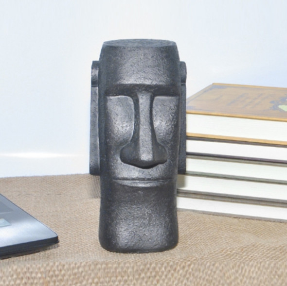 Easter Island Stone Figure Piggy Bank Home Statue Decoration(Black)