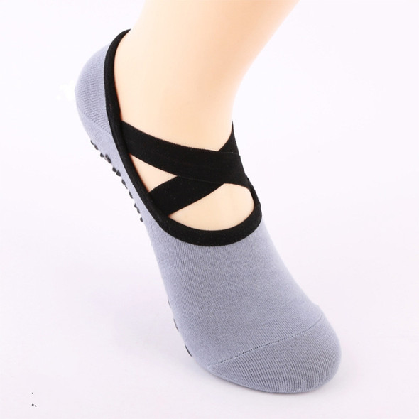 One Pair Ladies Cross Strap Version Edging Backless Yoga Socks Non-slip Boat Socks, Size:One Size(Gray)