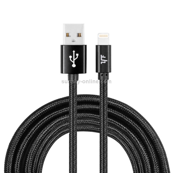 YF-MX04 3m 2.4A MFI Certificated 8 Pin to USB Nylon Weave Style Data Sync Charging Cable For iPhone 11 Pro Max / iPhone 11 Pro / iPhone 11 / iPhone XR / iPhone XS MAX / iPhone X & XS / iPhone 8 & 8 Plus / iPhone 7 & 7 Plus (Black)