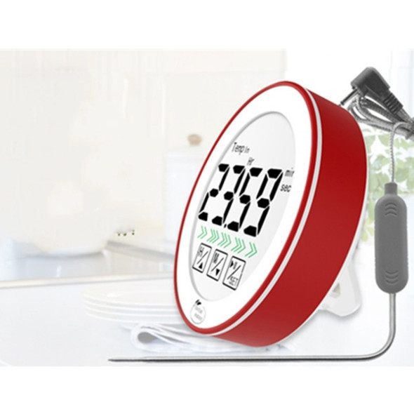 3 in 1 Room Temperature Measurement + Probe Food Measurement + Countdown Function Multifunctional Thermometer(Red)