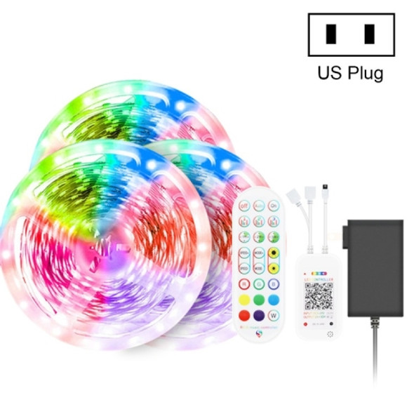 30M 540 LEDs Bluetooth Suit Smart Music Sound Control Light Strip Non-waterproof 5050 RGB Colorful Atmosphere LED Light Strip With 24-Keys Remote Control(US Plug)