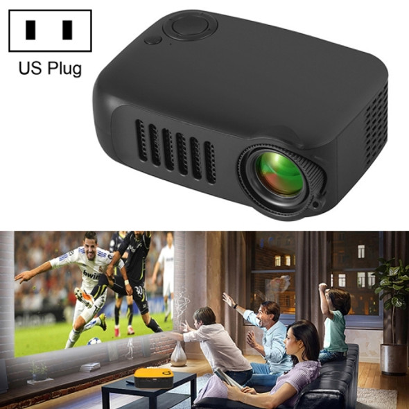 A2000 1080P Mini Portable Smart Projector Children Projector, US Plug(Black)