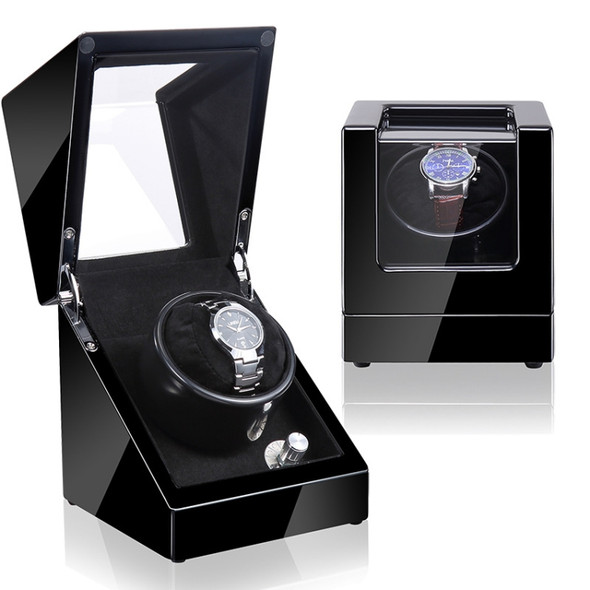 Automatic Watch Shaker Electric Rotating Winding Watch Gift Box, US Plug(Full Black)