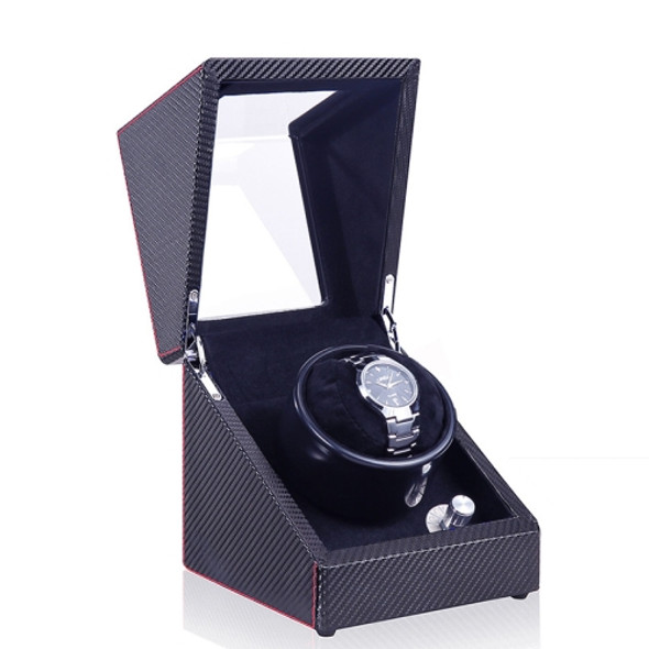 Automatic Watch Shaker Electric Rotating Winding Watch Gift Box, US Plug(Carbon Fiber Black Ripple)