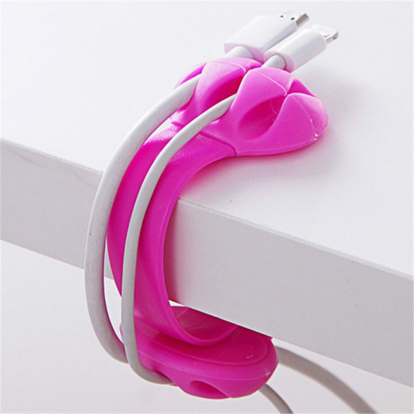 3 PCS Desktop Plug Wire Finishing Fixing Clip Winder Clip Cable Organizer(Rose Red)