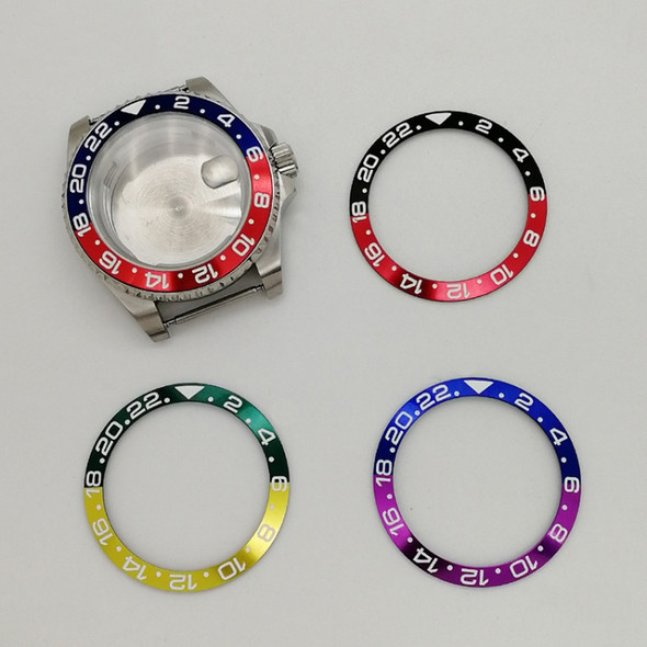 For Rolex Stainless Steel Diving Watch Case Accessories(GMT Blue Red Ring)