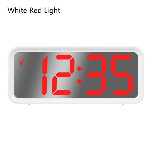 6508 Novelty Big Screen Electronic Clock Mirror LED Alarm Clock(White Red Light)