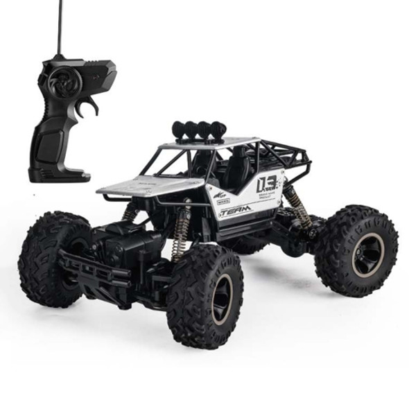 HD6026 1:16 Large Alloy Climbing Car Mountain Bigfoot Cross-country Four-wheel Drive Remote Control Car Toy, Size: 28cm(Silver)