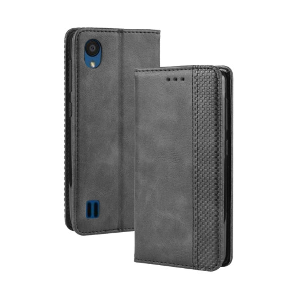 Magnetic Buckle Retro Crazy Horse Texture Horizontal Flip Leather Case for ZTE Blade A5 (2019), with Holder & Card Slots & Photo Frame(Black)