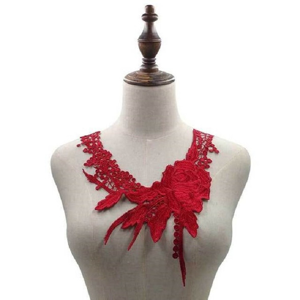 Lace Flower Embroidered Collar Fake Collar Clothing Accessories, Size: 31 x 30cm, Color:Red Wine