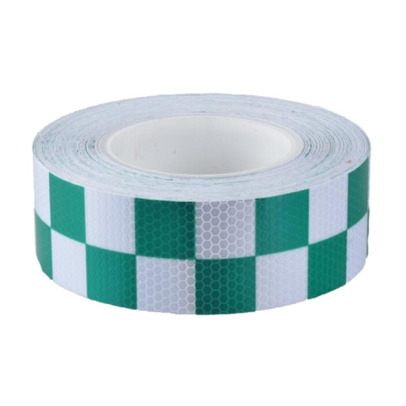 PVC Lattice Reflective Belt Generic Film Traffic Safety Facilities Anti-Collision Warning Stickers(White Green)