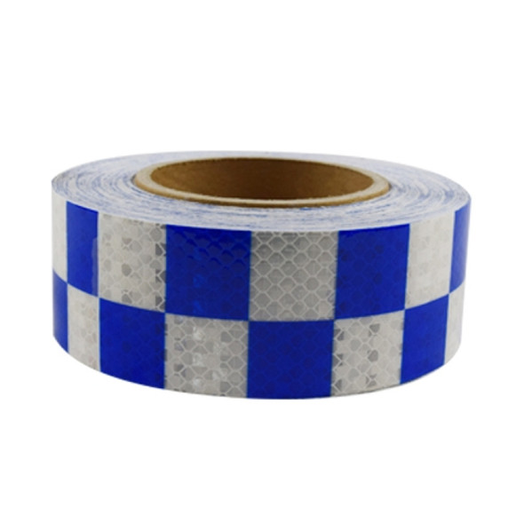 PVC Lattice Reflective Belt Generic Film Traffic Safety Facilities Anti-Collision Warning Stickers(Blue White)